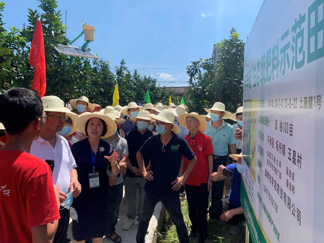 安博电竞副总裁包雪梅博士（左三）在安博电竞示范田向张福锁院士讲解安博电竞解决方案.jpg